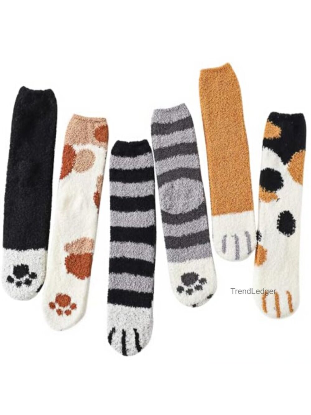Fuzzy Slipper Socks 6 Pairs Polyester Spandex Winter Warm Cozy Women